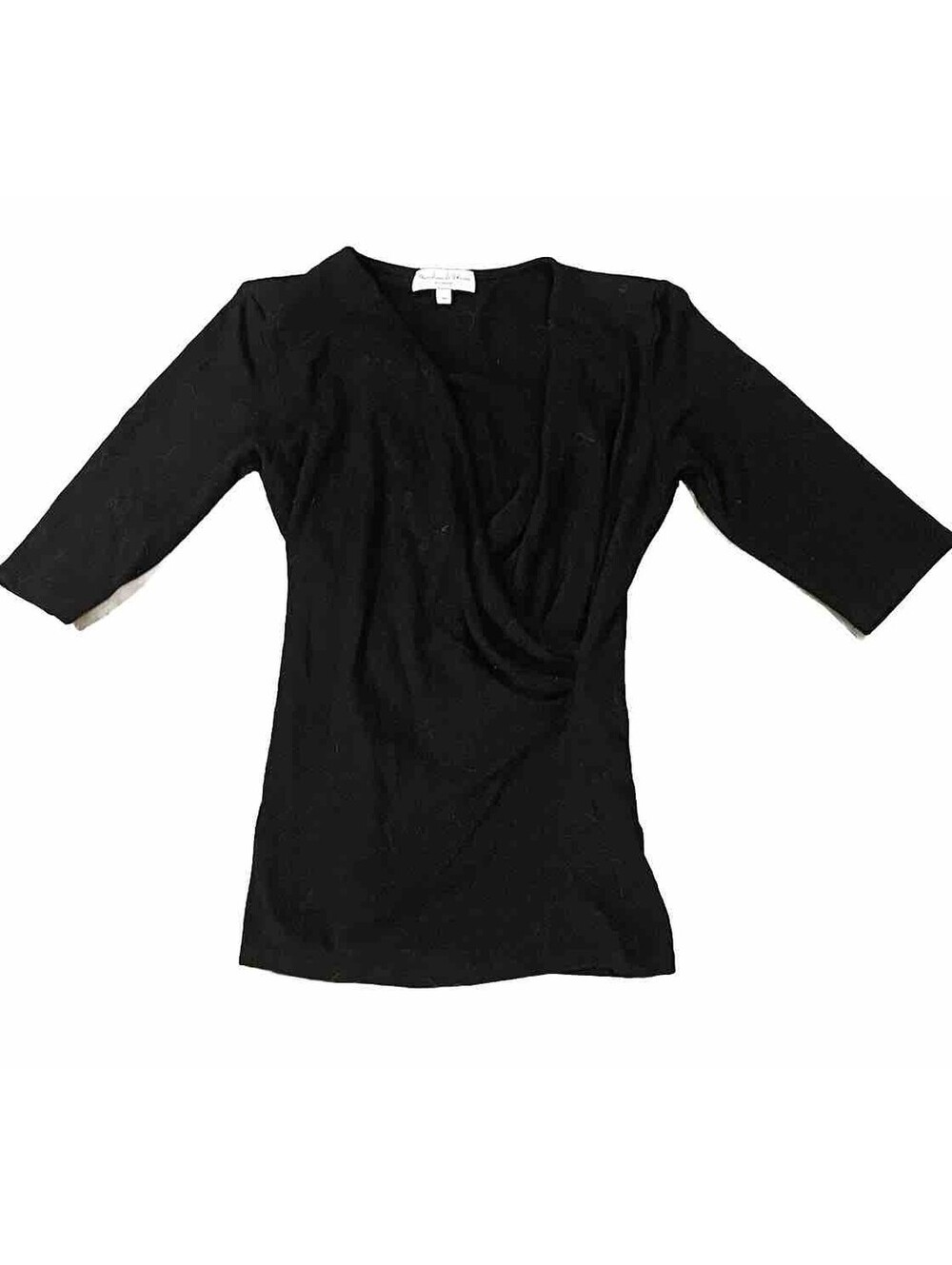 Michael Stars Polyester/Rayon Women’s 3/4 Sleeve Wrap Black Sweater L